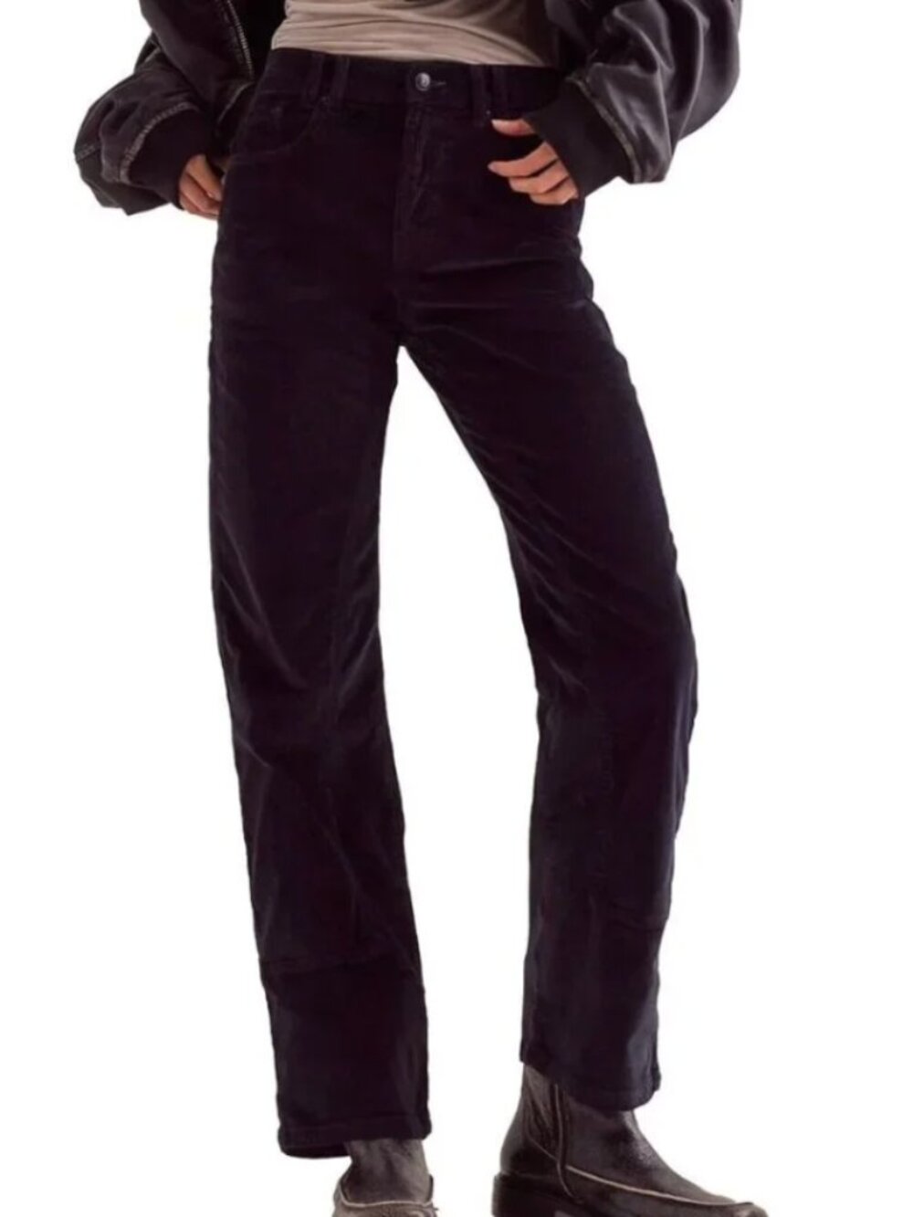 We The Free Black Corduroy Risk Taker High Rise Straight Pants Size 26